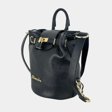 Borsa a tracolla Alba Nero Pelle Martellata Oro